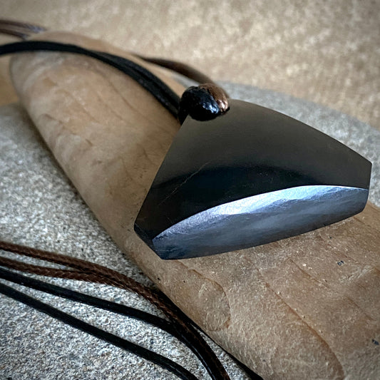 Shungite Pyramid Necklace | Adjustable 2-Tone Double Strand Cord 4