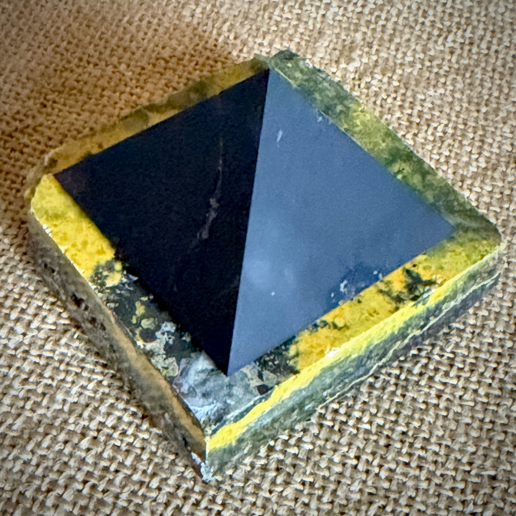 Shungite Pyramid on Bumblebee Jasper | Courage & Manifestation