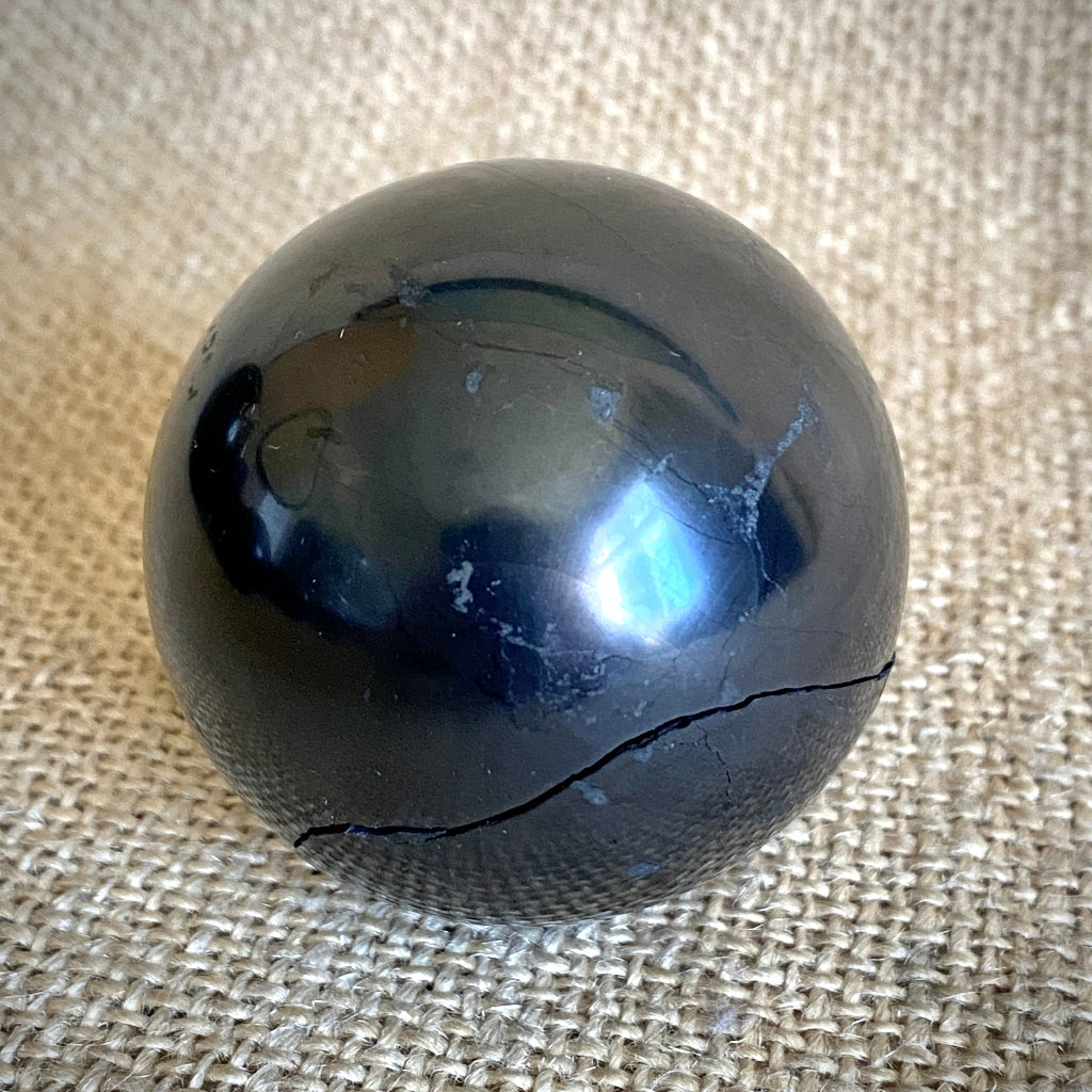 Shungite Sphere 2 Inch | PRICE REDUCED | Cracked 3