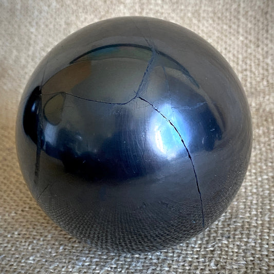 Shungite Sphere B 3 Inch | PRICE REDUCED | Hairline Cracks