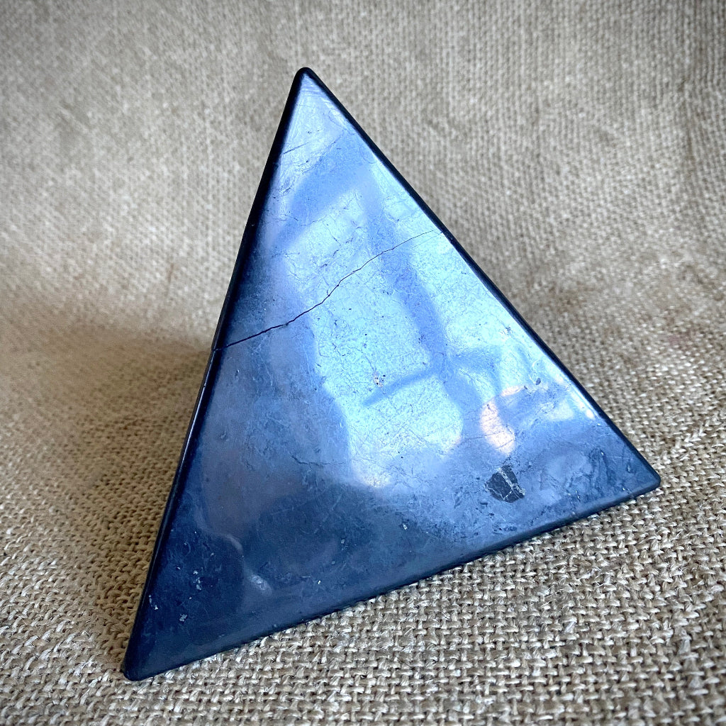 Shungite Tetrahedron | Lepidolite Goddess, Shungite Moon, Agate Base 4