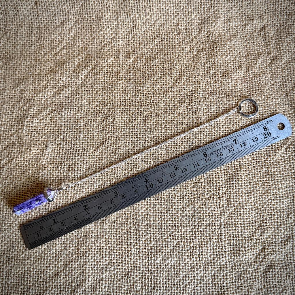 Siberian Charoite Pendulum | Sterling Silver Ring Grip & Chain