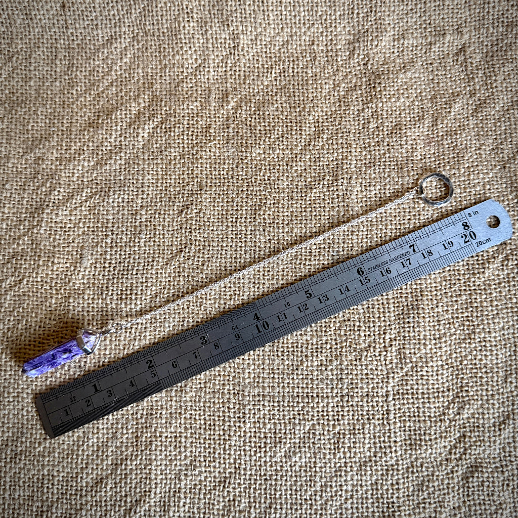 Siberian Charoite Pendulum | Sterling Silver Ring Grip & Chain4