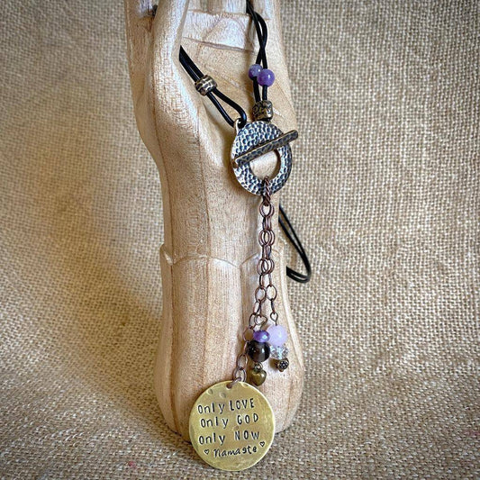 Spiritual Necklace | 3-Onlies Lariat with Brass Toggle Clasp