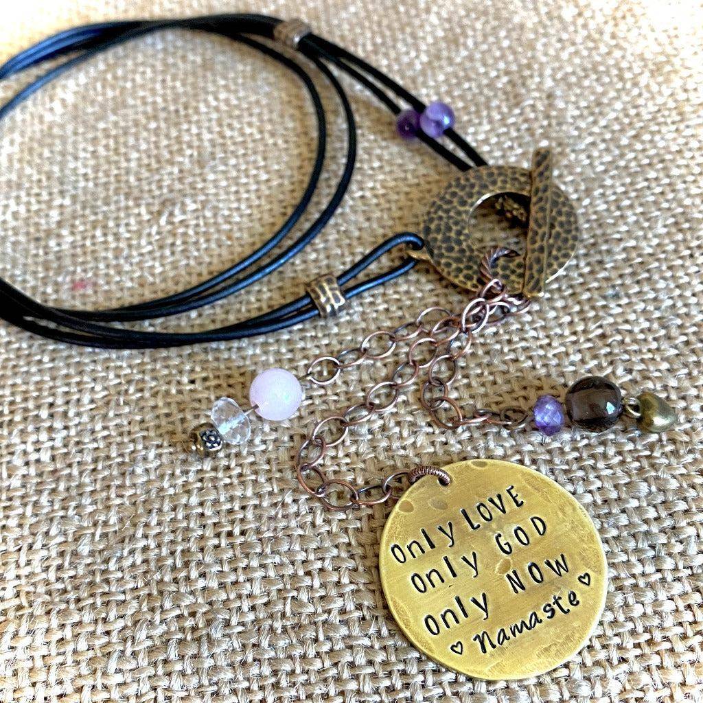 Spiritual Necklace | 3-Onlies Lariat with Brass Toggle Clasp