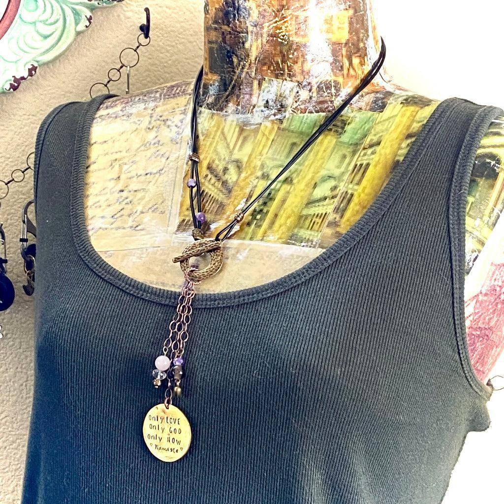 Spiritual Necklace | 3-Onlies Lariat with Brass Toggle Clasp
