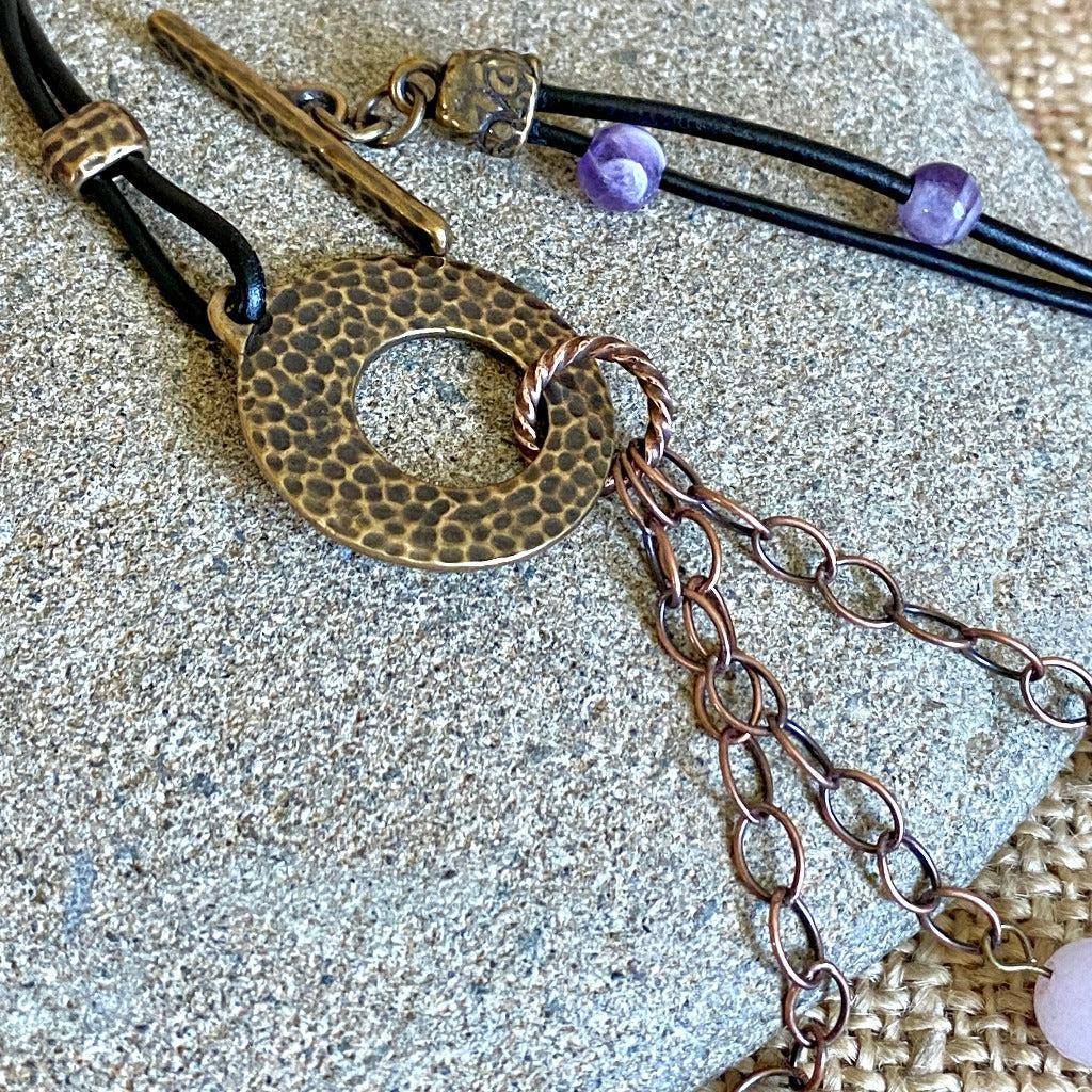 Spiritual Necklace | 3-Onlies Lariat with Brass Toggle Clasp