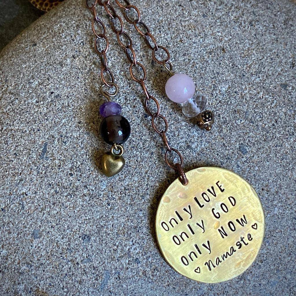 Spiritual Necklace | 3-Onlies Lariat with Brass Toggle Clasp