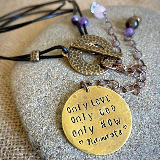 Spiritual Necklace | 3-Onlies Lariat with Brass Toggle Clasp