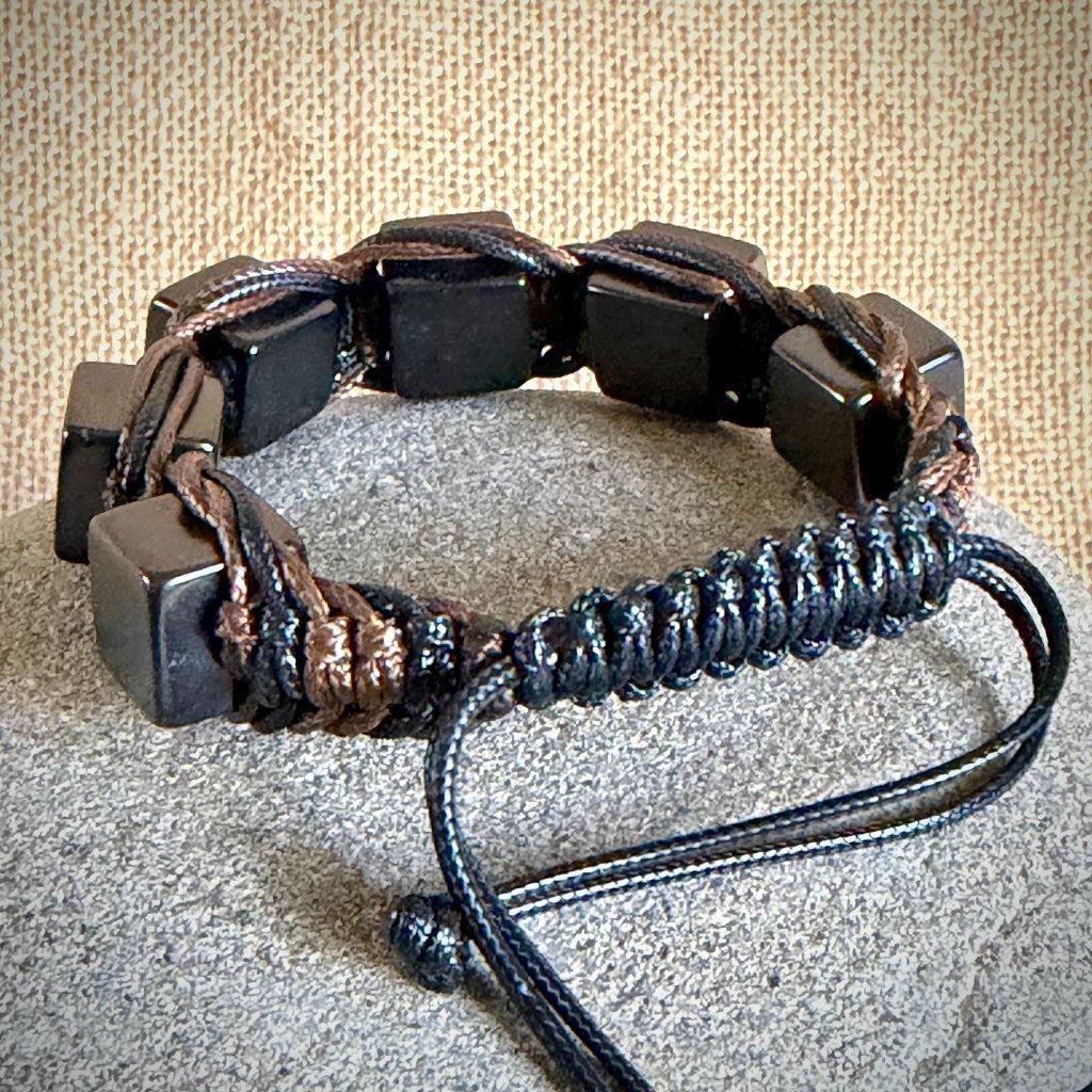 Stout Shungite Cube Bracelet | Best for Larger Wrists, Adjustable