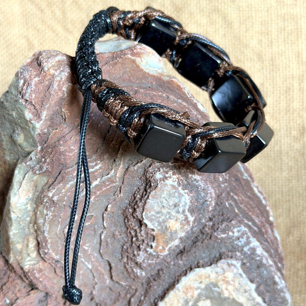 Stout Shungite Cube Bracelet | Best for Larger Wrists, Adjustable