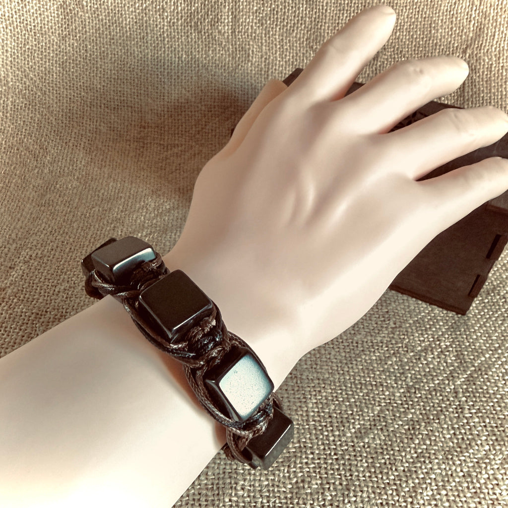 Stout Shungite Cube Bracelet | Best for Larger Wrists, Adjustable 1