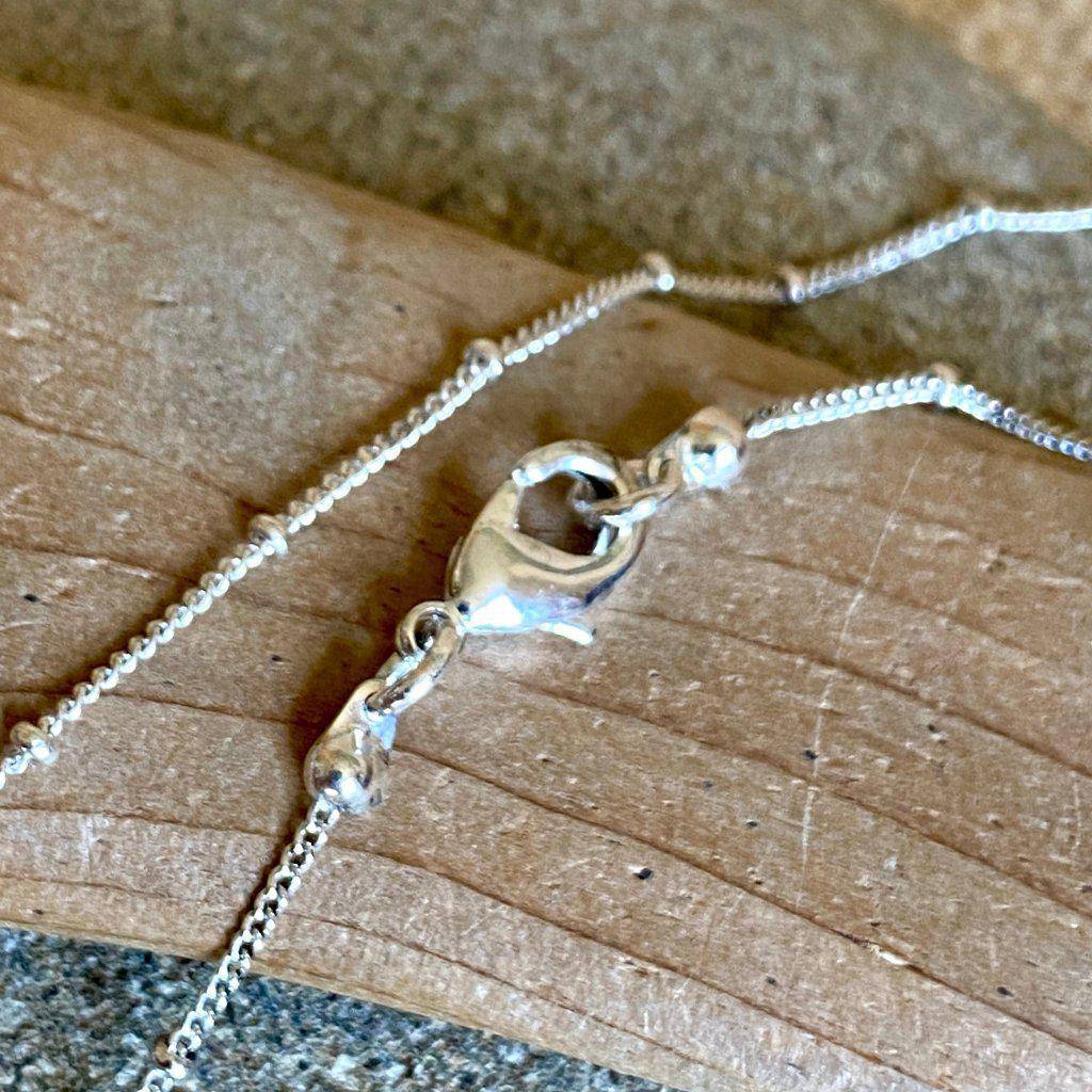 Tiny Hammered Antiqued Silver Cross Necklace Satellite Chain
