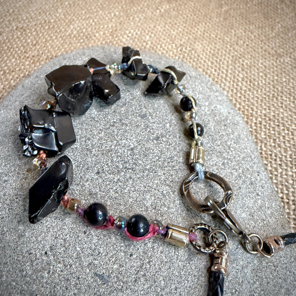 Tumbled Elite Shungite Nugget Necklace | Hemp, Leather, Brass, & Glass 3