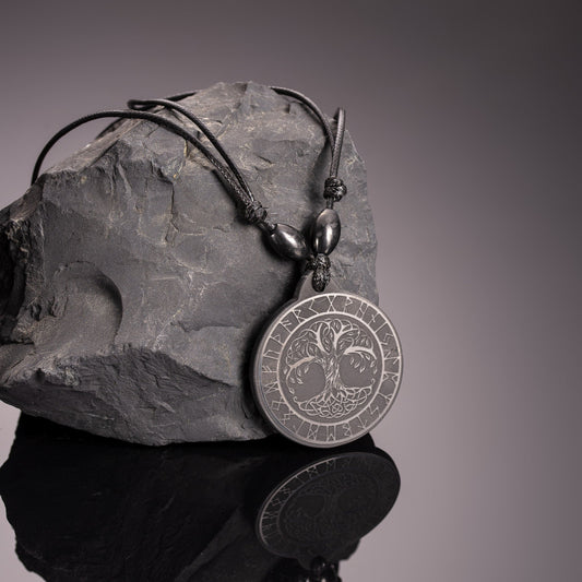 Vegvisir Yggdrasil Shungite Necklace | Norse Viking Mythology