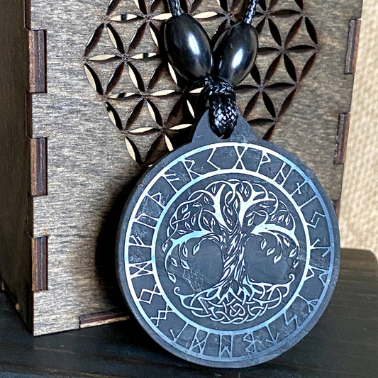 Vegvisir Yggdrasil Shungite Necklace | Norse Viking Mythology 3