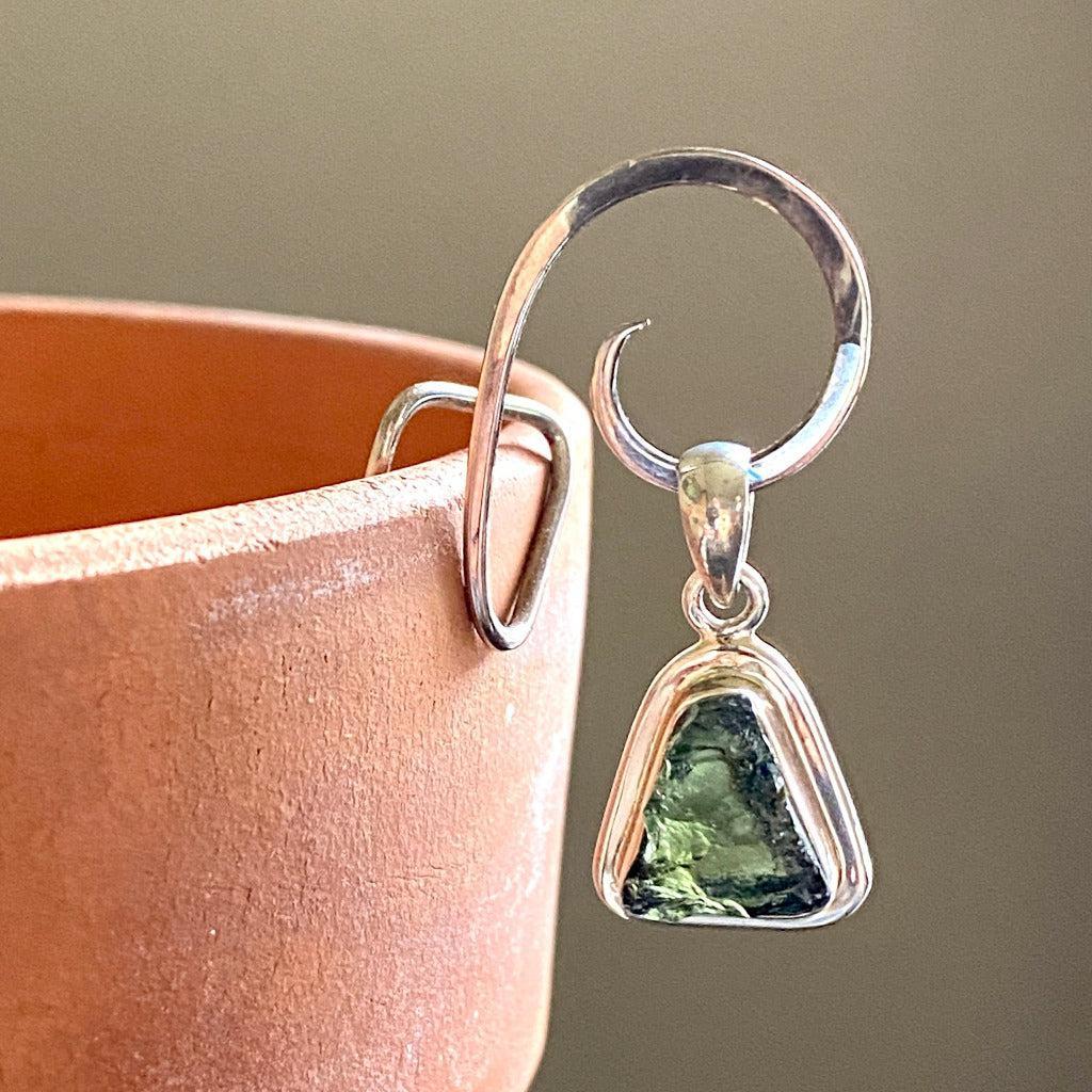 Vintage Moldavite Pendant in Sterling Silver Setting, 3 g