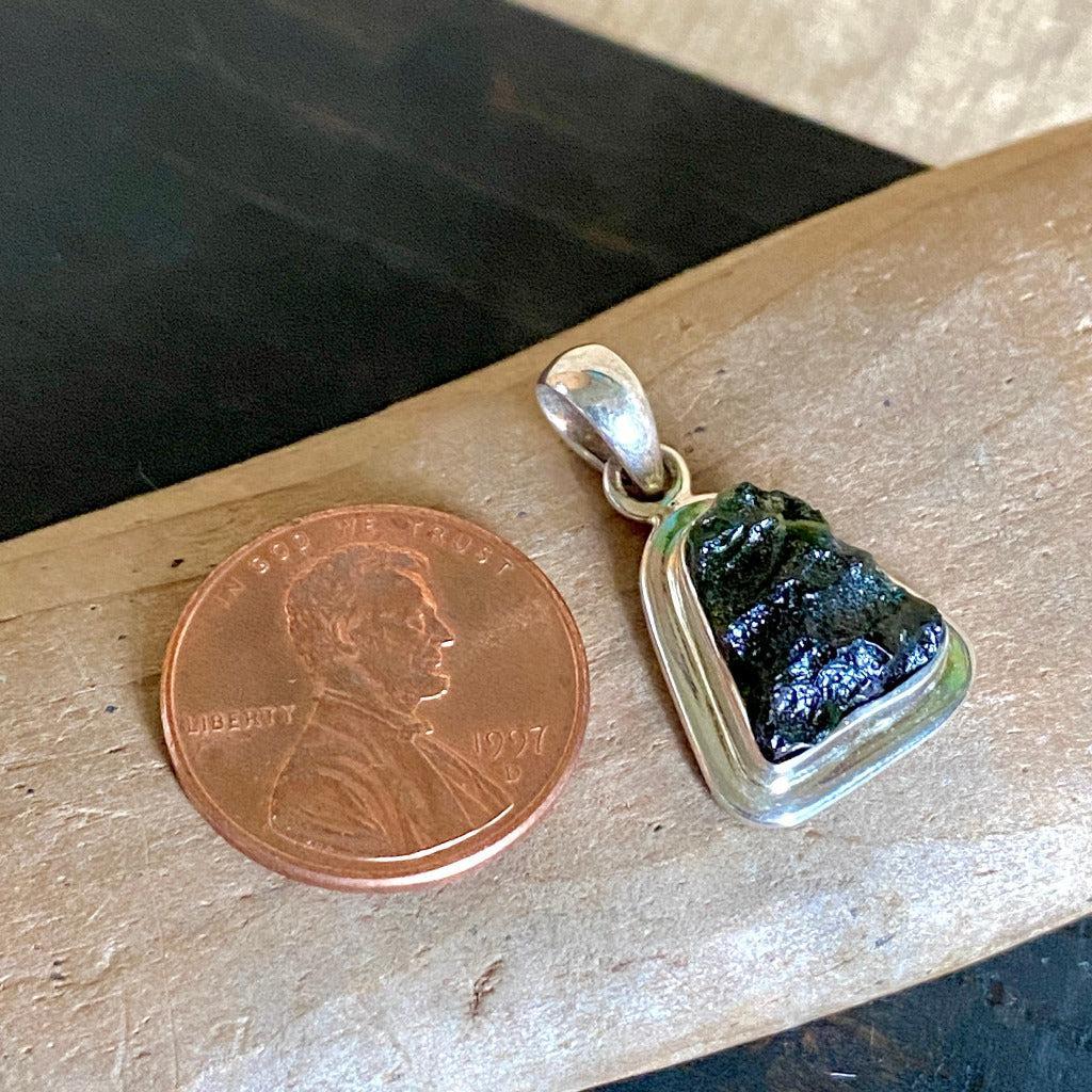 Vintage Moldavite Pendant in Sterling Silver Setting, 3 g