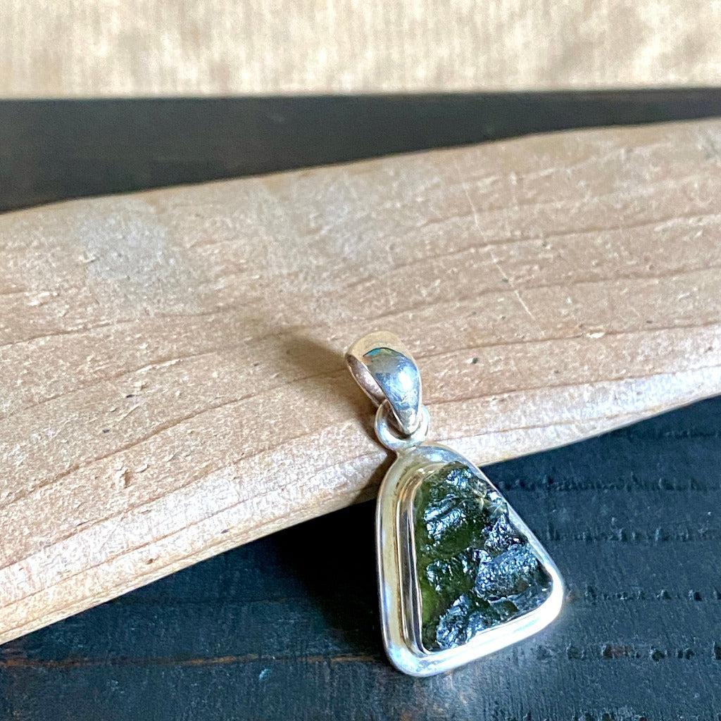 Vintage Moldavite Pendant in Sterling Silver Setting, 3 g