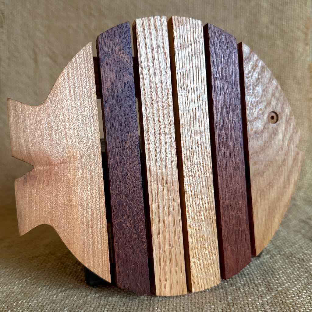 Wooden Fish Trivet | Heat Resistant Stand, Upcycled Wood
