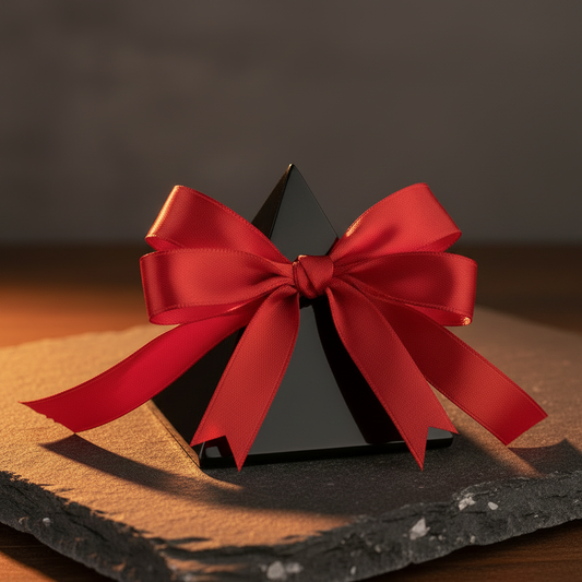Shungite Pyramid with Puffy Red Bow