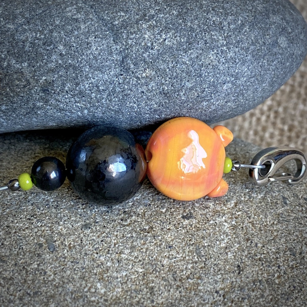 Orange Tabby Cat Shungite Necklace on Ball Chain, Accessory, Kids