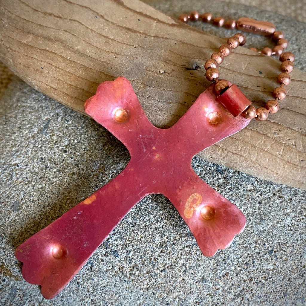 High Pyramid Copper Topper, Large Copper Cross with Heart