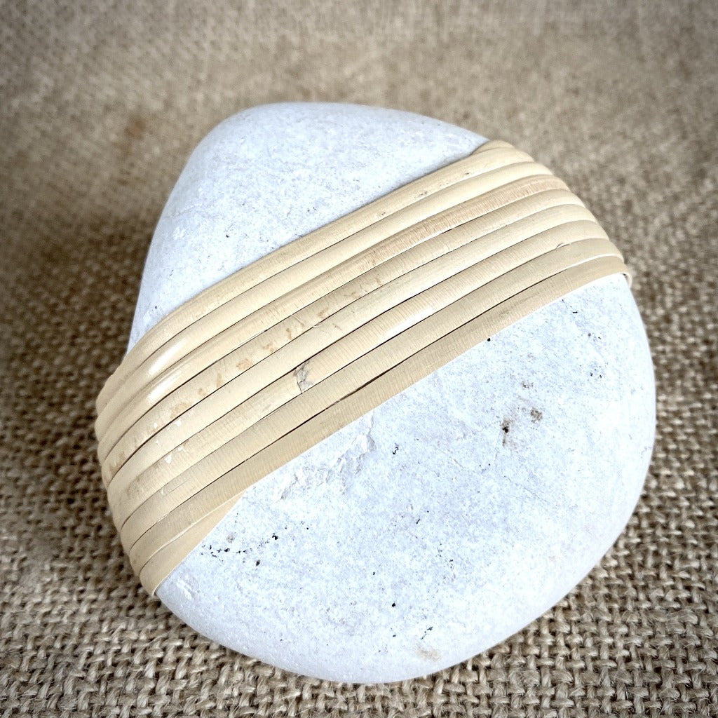 Wrapped Rock, Shungite Donut, Natural Cane, White