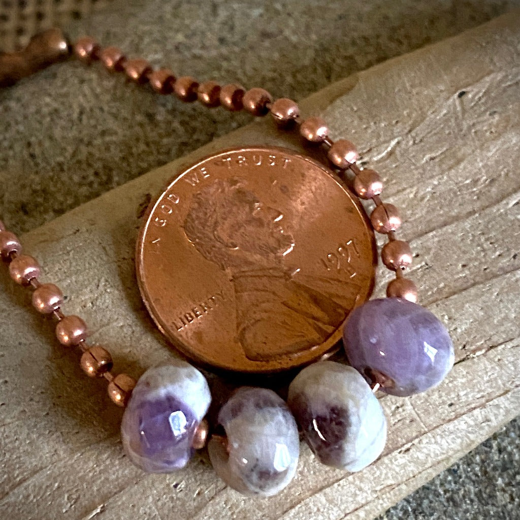 Small Copper Topper with Faceted Amethyst Beads on Copper Ball Chain