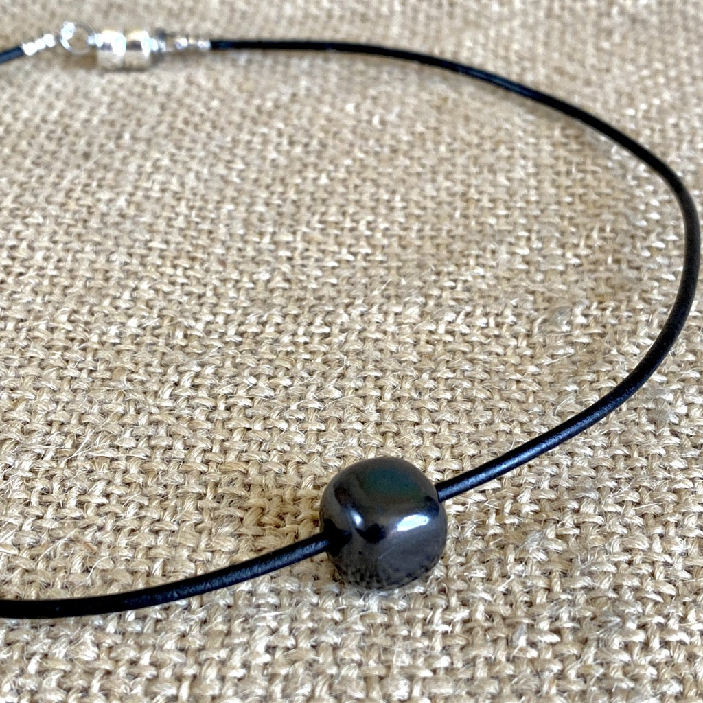 Shungite Necklace for Child, Square Bead, Strong Magnetic Clasp