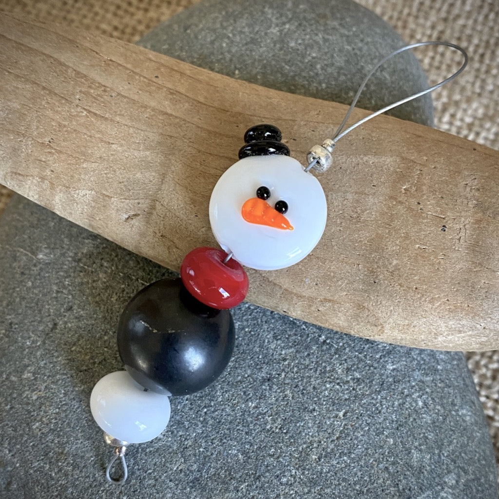 Avant Garde Shungite Snowman Ornament With Red Scarf - Shungite Queen