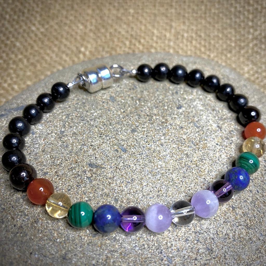 7 Chakra Gemstone Bracelet With Shungite Energy Balance