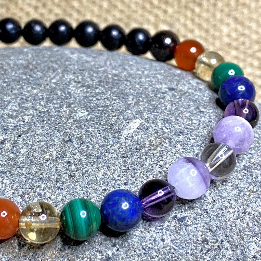 7 Chakra Gemstone Bracelet With Shungite For Whole Body Energy Balance