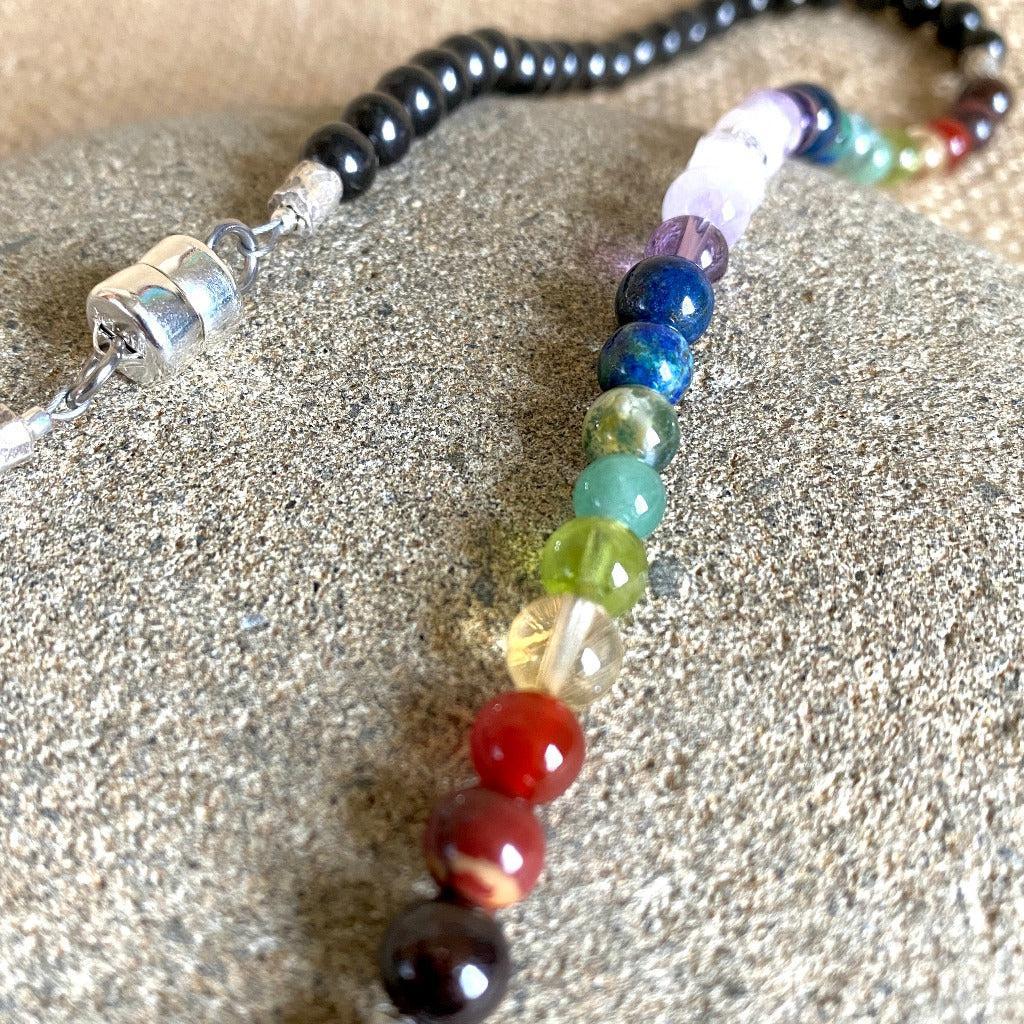 7 Chakra Gemstone Necklace With Shungite For Whole Body Energy Balance