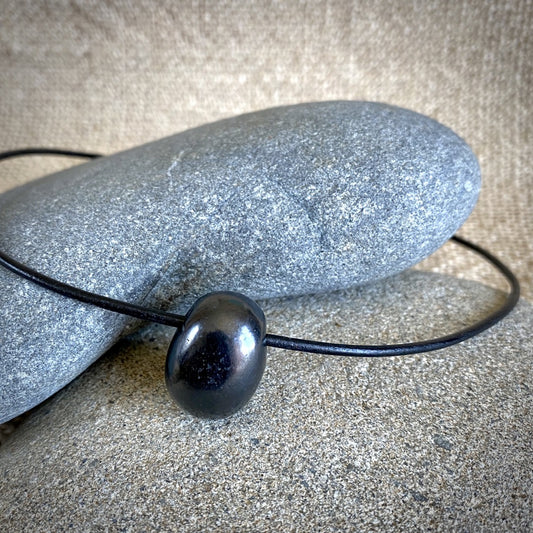 Shungite Necklace for Child, Single Drop Bead, Strong Magnetic Clasp