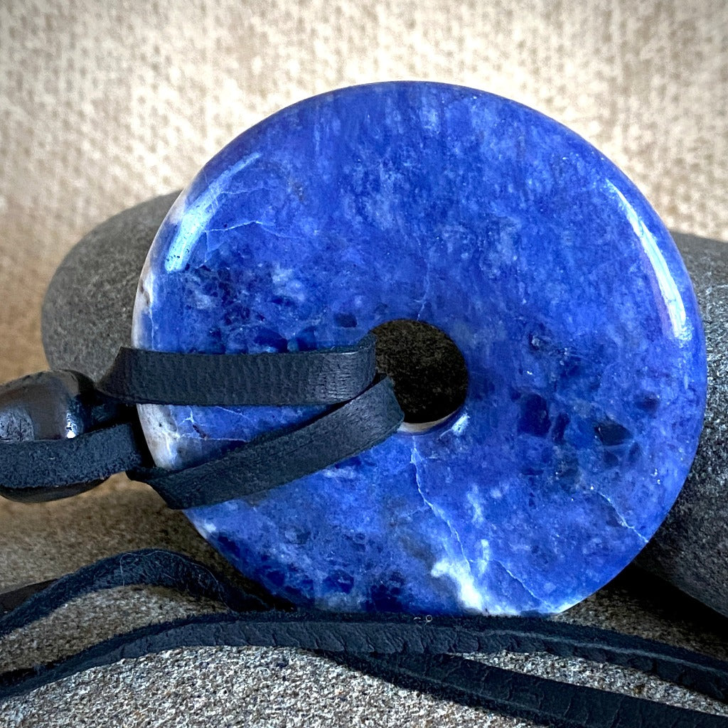 Sodalite Donut & Shungite Necklace, Self Expression, Intuition