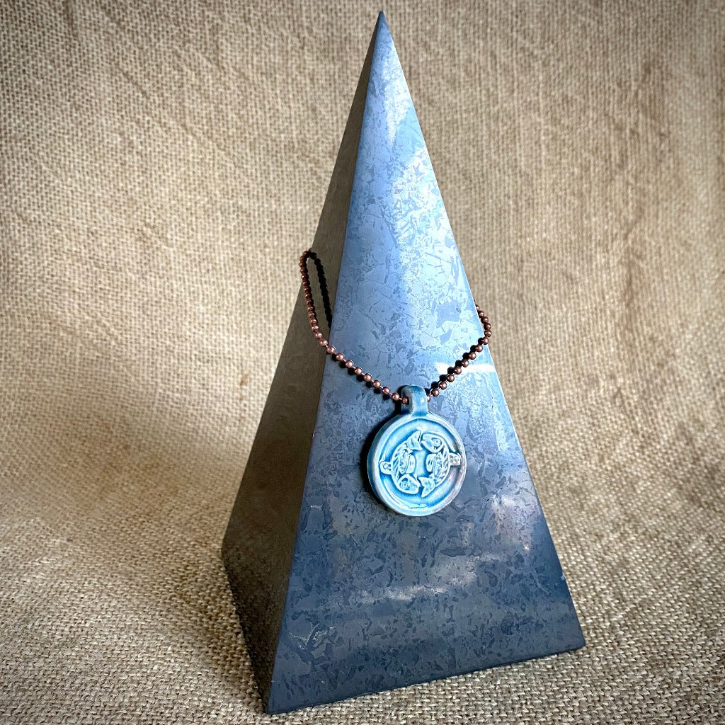 High Pyramid Copper Topper with Blue Ceramic Orcas Medallion