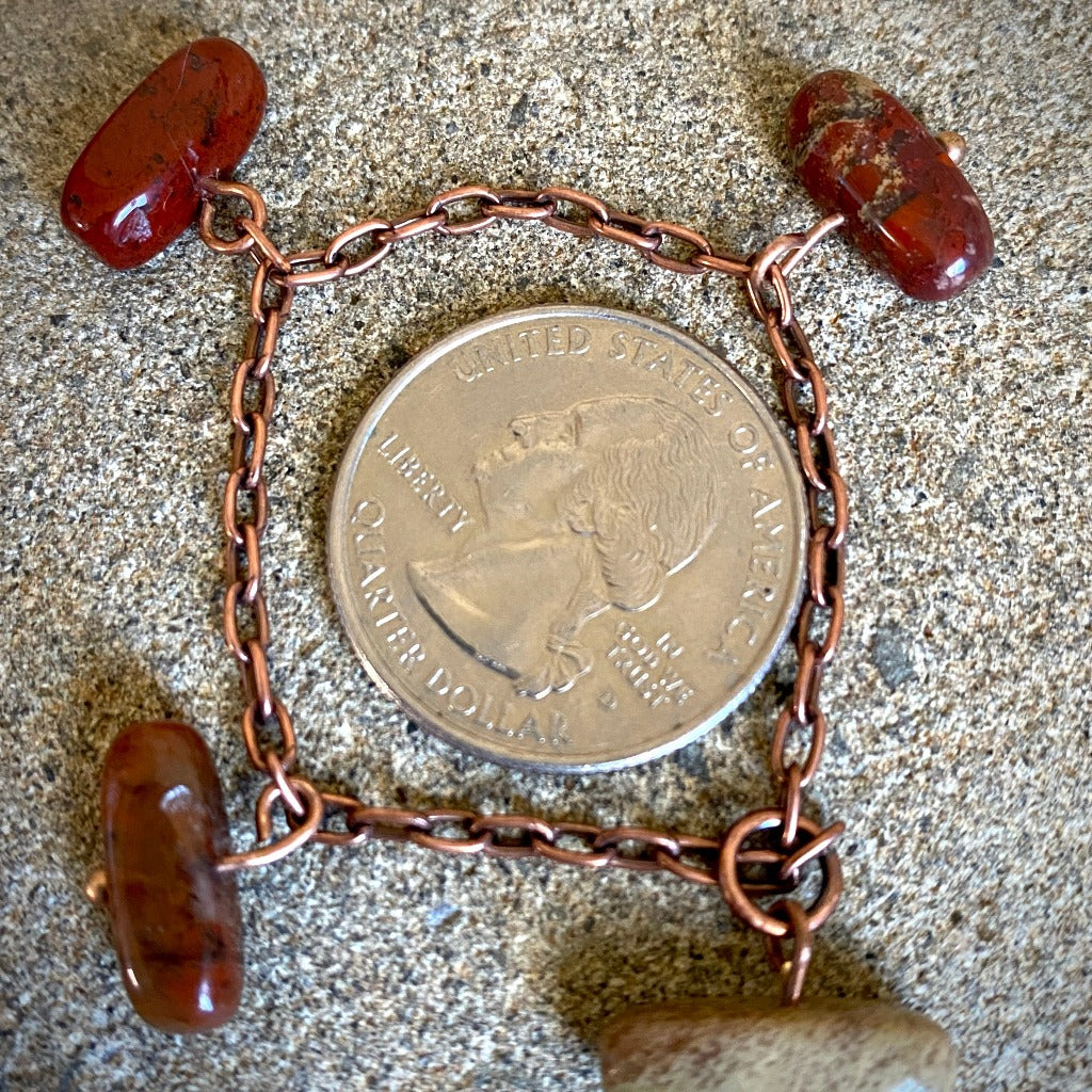 Small Copper Topper with Red Jasper Torpedo Bead Dangles