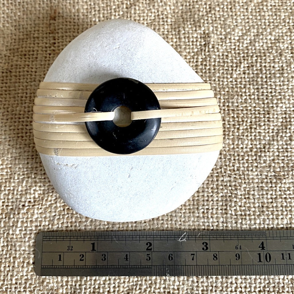 Wrapped Rock, Shungite Donut, Natural Cane, White