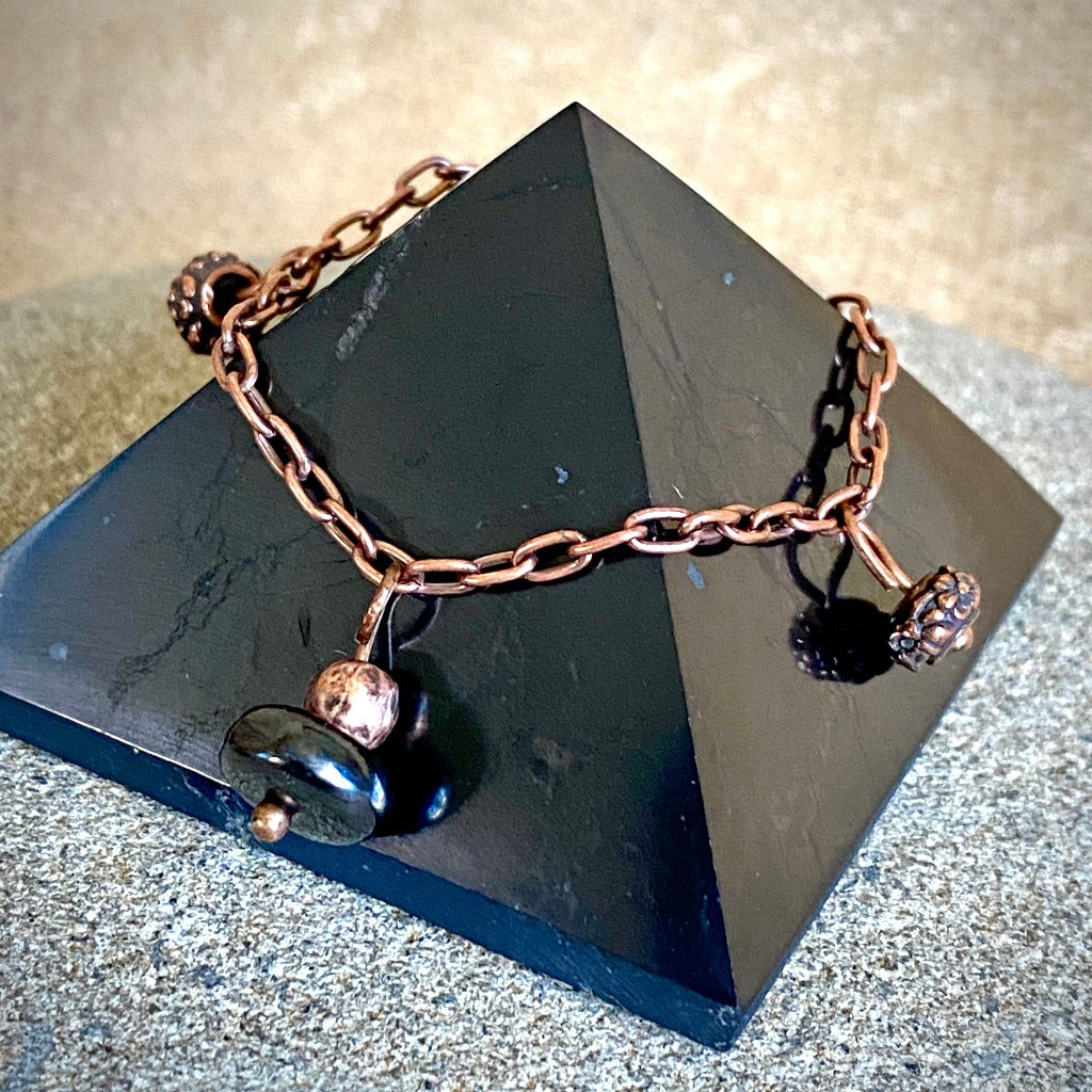 Small Copper Topper with Copper Elephant Charm & Shungite Bead
