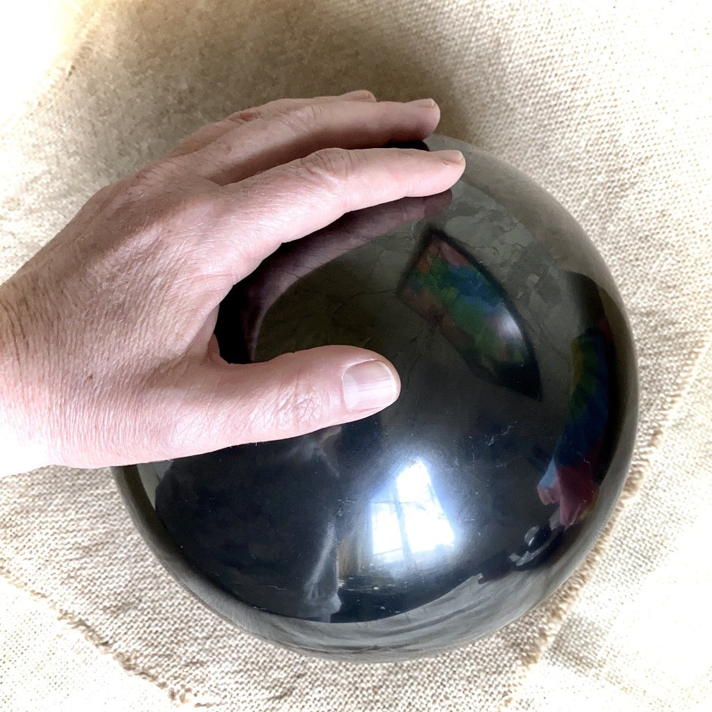 Shungite Sphere, Enormous, 200mm/8 Inches, Far Reaching Protection