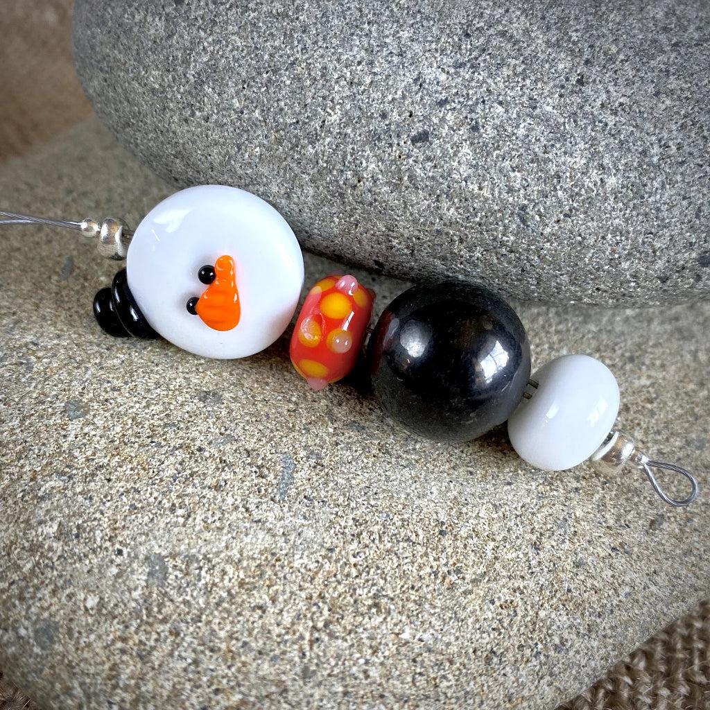 Avant Garde Shungite Snowman Ornament With Orange Scarf - Shungite Queen