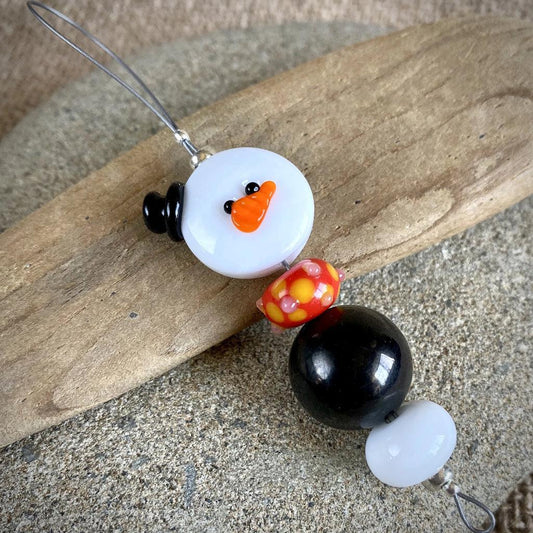 Avant Garde Shungite Snowman Ornament With Orange Scarf - Shungite Queen