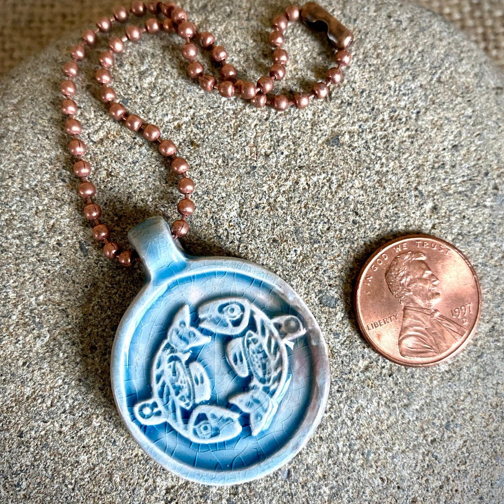 High Pyramid Copper Topper with Blue Ceramic Orcas Medallion
