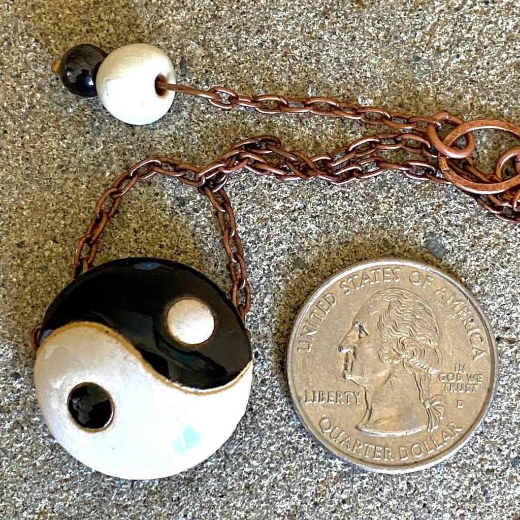 High Pyramid Copper Topper with Large Black & White Yin Yang Bead