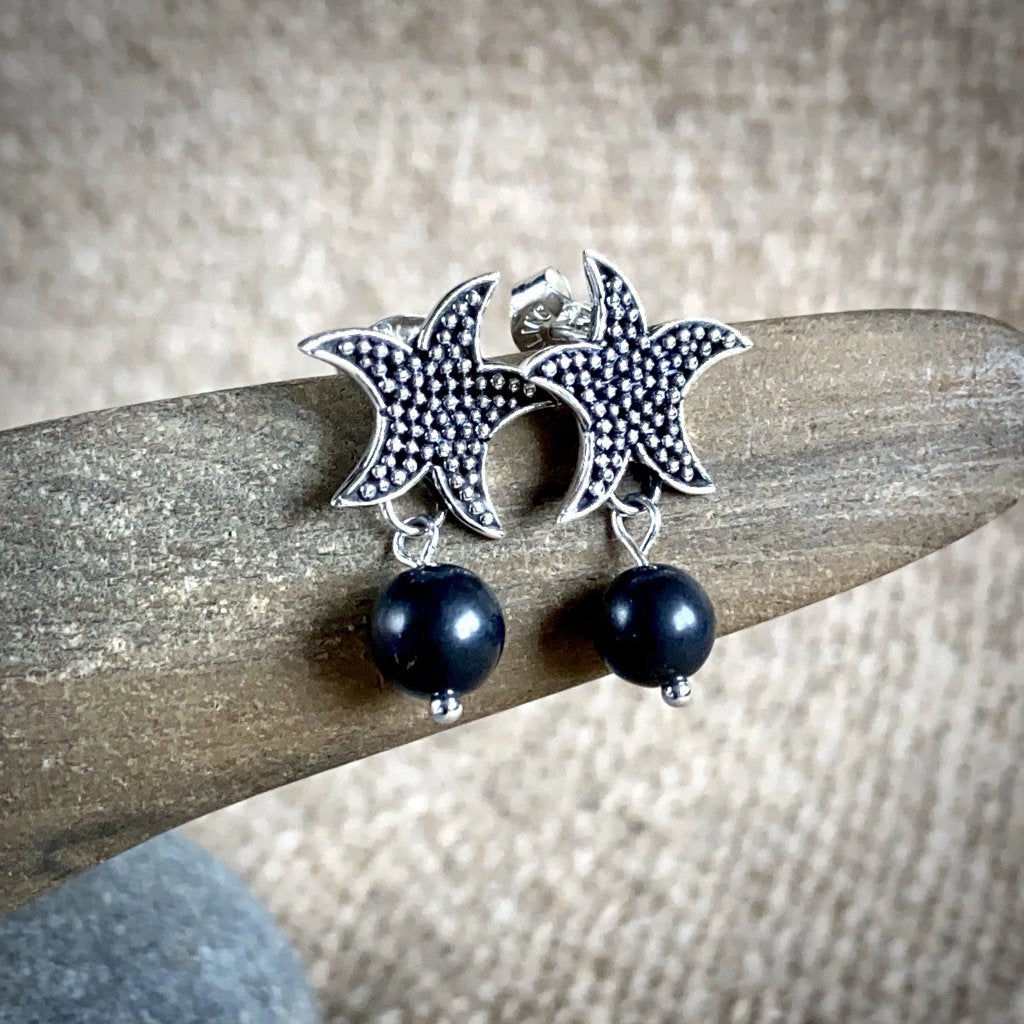 Shungite & Sterling Silver Starfish Post Earrings - Shungite Queen