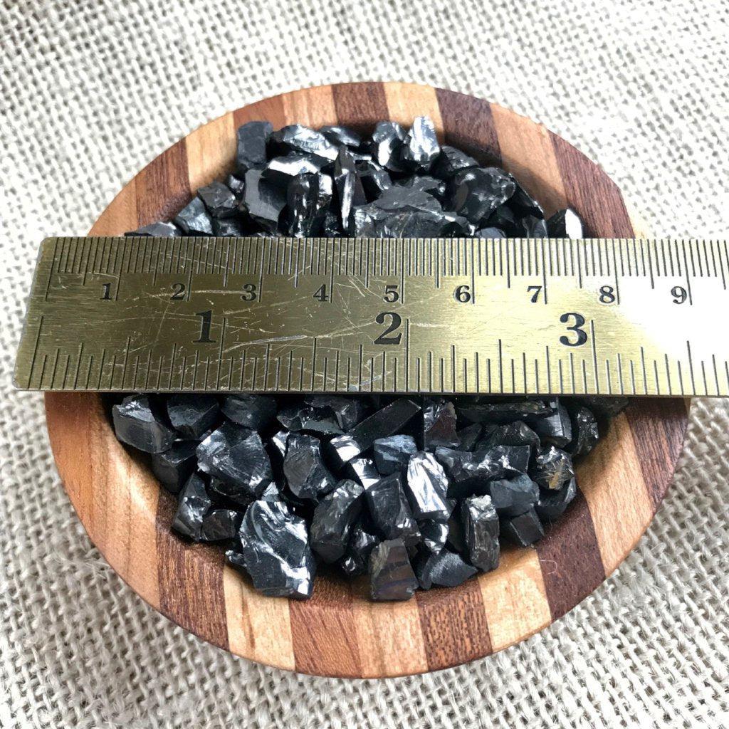 Black Shungite Sphere with Elite Shungite in Wood Bowl - Shungite Queen