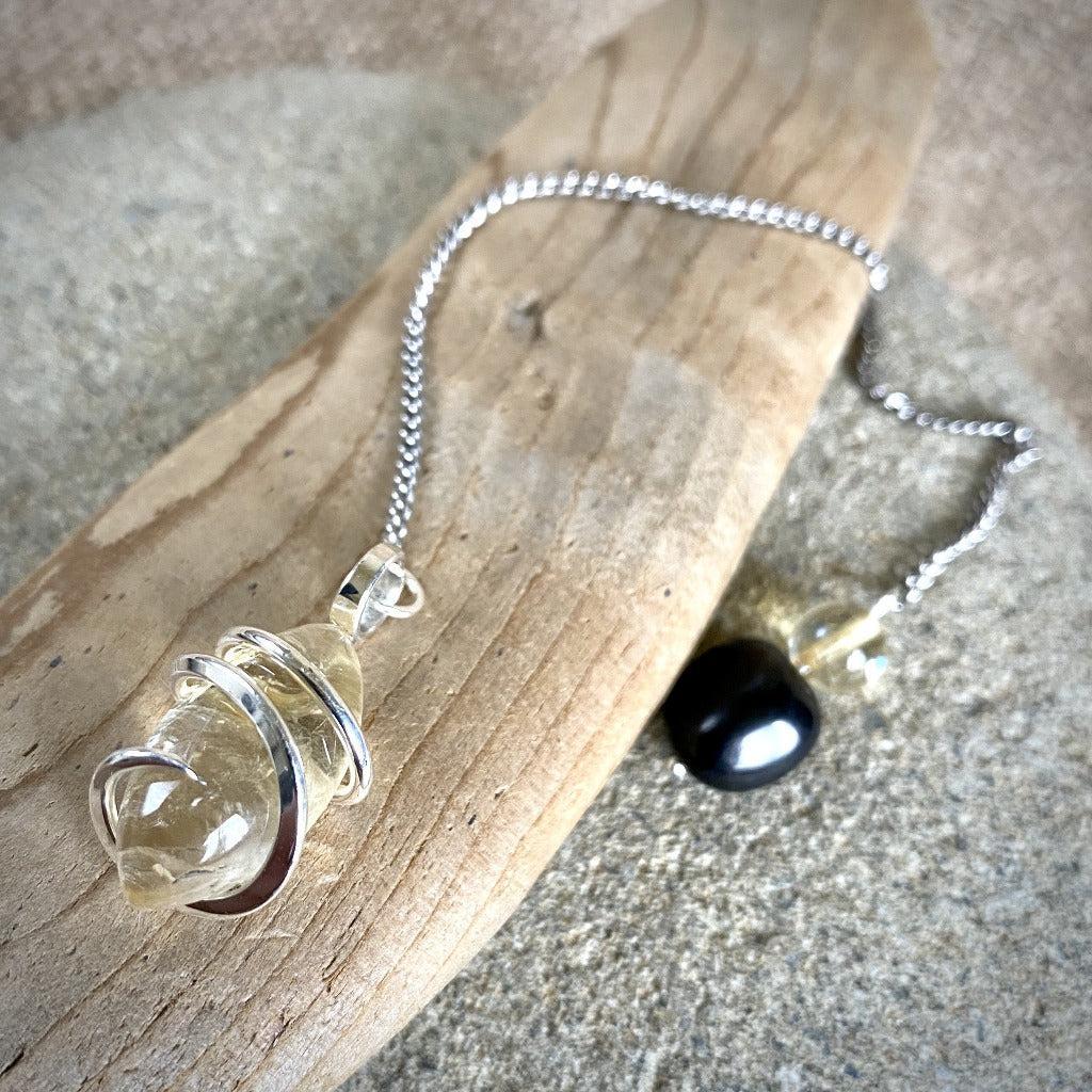 Citrine Pendulum w/Shungite & Citrine Beads on Titanium Chain - Shungite Queen