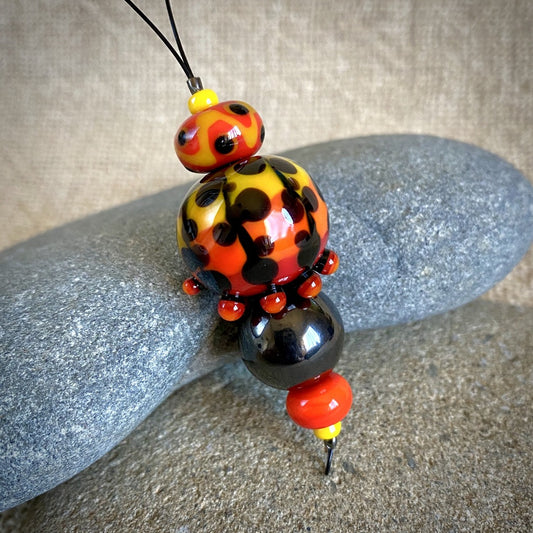 Hangable Shungite Accessory, Flaming "Squeedle" w/Fiery Personality