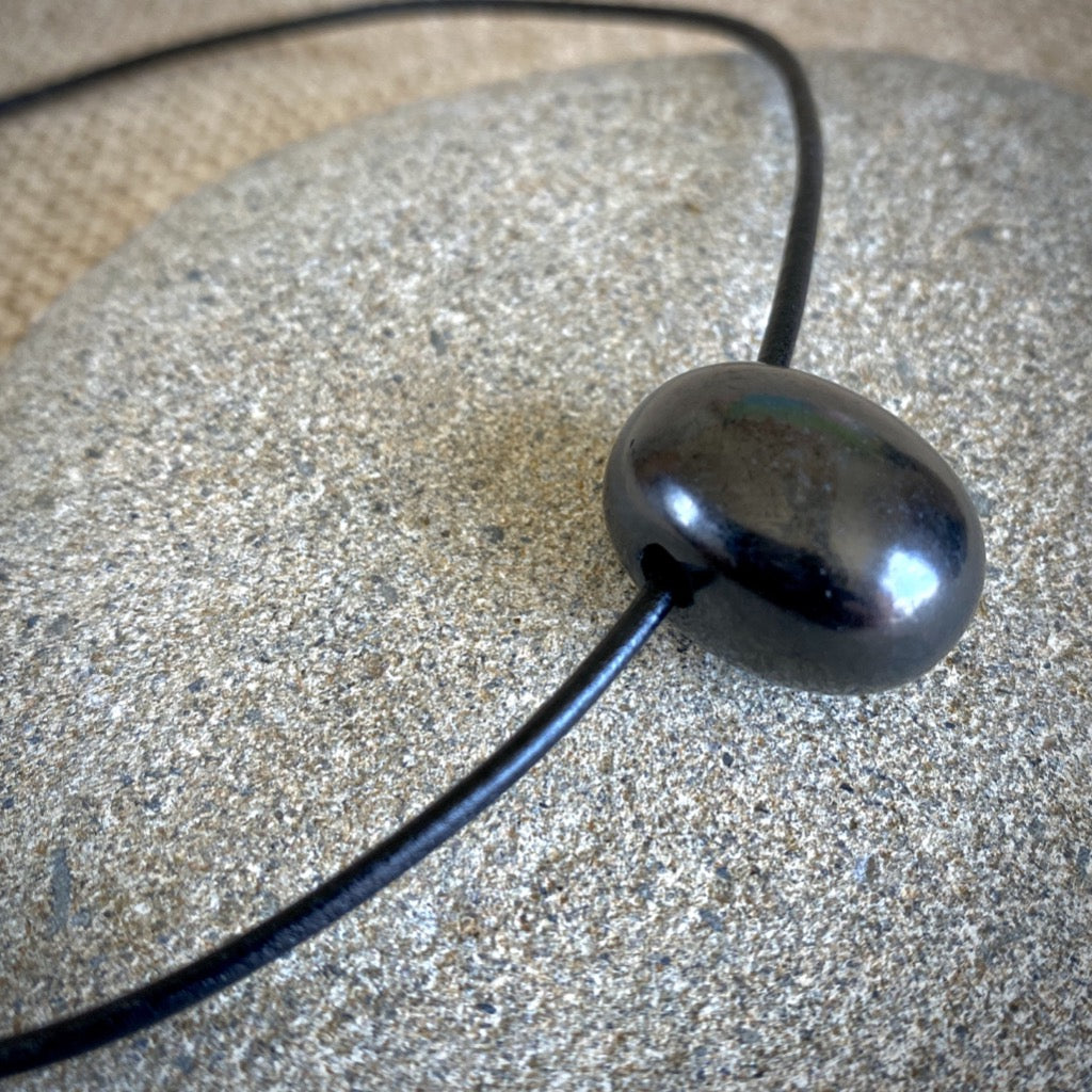 Shungite Necklace for Child, Single Drop Bead, Strong Magnetic Clasp